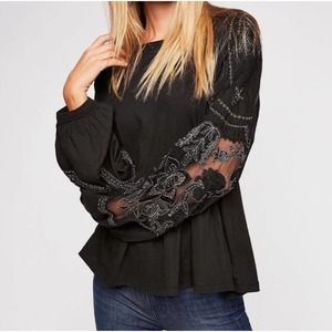 Free People Embroidered Penny Tee Sz S